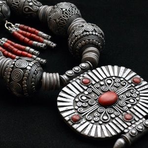 🆕🌹TIBETAN BEADED NECKLACE, POLYMER CLAY JEWELRY